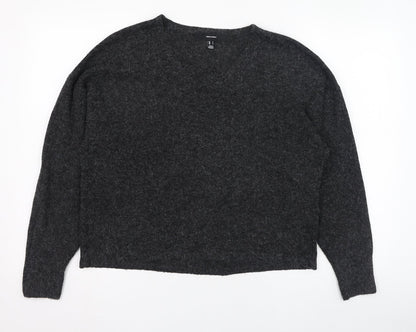 Vera Moda Womens Black V-Neck  Polyester Pullover Jumper Size S