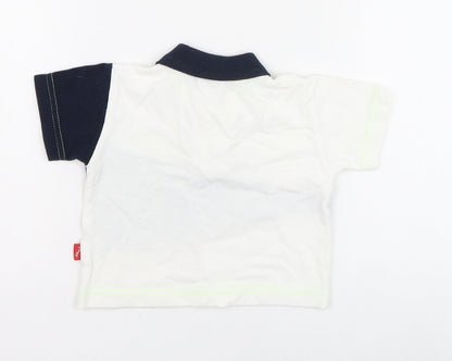 Whoopi Boys White  Polyester Basic T-Shirt Size 6-9 Months Collared Pullover