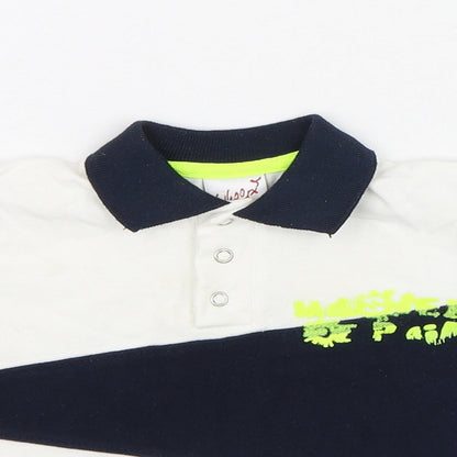Whoopi Boys White  Polyester Basic T-Shirt Size 6-9 Months Collared Pullover