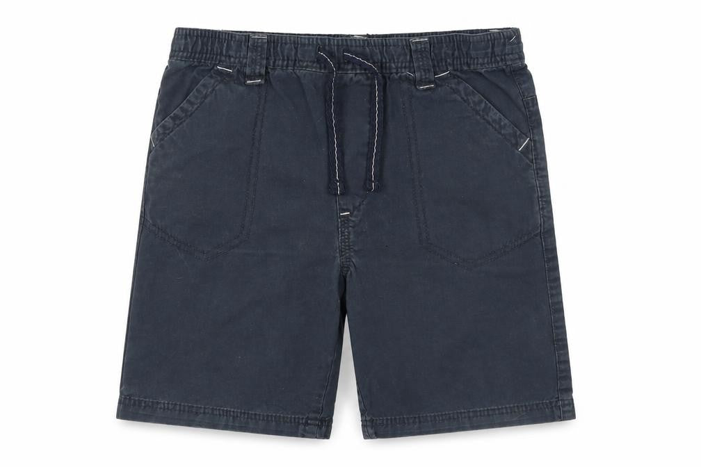 Front view of Rebel boys’ blue cotton bermuda shorts, size 4-5, years regular