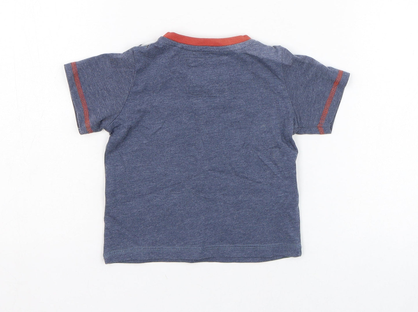 TU Boys Blue Striped Camel Basic T-Shirt Size 3-6 Months Round Neck Pullover - Lion, Tiger