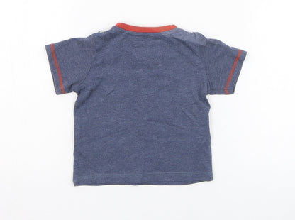 TU Boys Blue Striped Camel Basic T-Shirt Size 3-6 Months Round Neck Pullover - Lion, Tiger