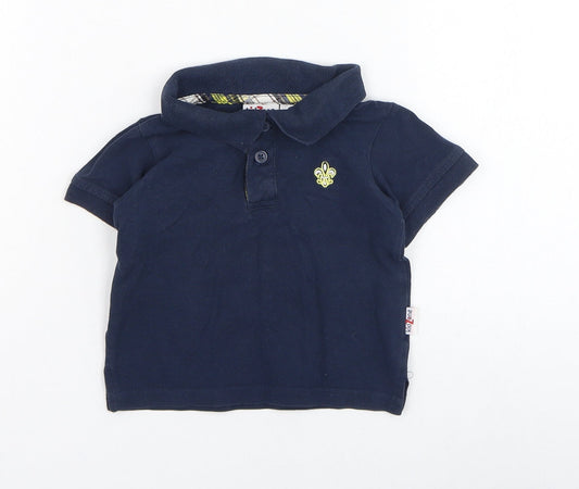 Kidzone Boys Blue  Cotton Basic Polo Size 12 Months Collared Button
