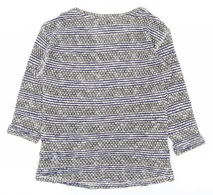 NEXT Womens Multicoloured Scoop Neck Striped Cotton Pullover Jumper Size 6