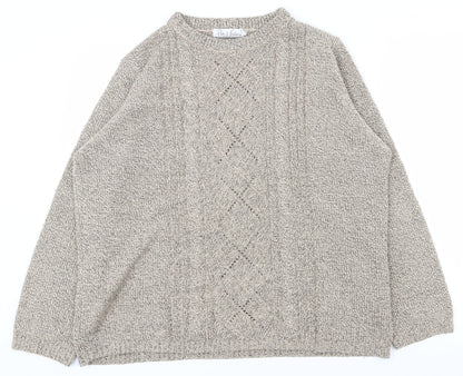 Pure and Natural Mens Beige Crew Neck  Acrylic Pullover Jumper Size M