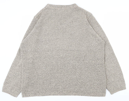 Pure and Natural Mens Beige Crew Neck  Acrylic Pullover Jumper Size M
