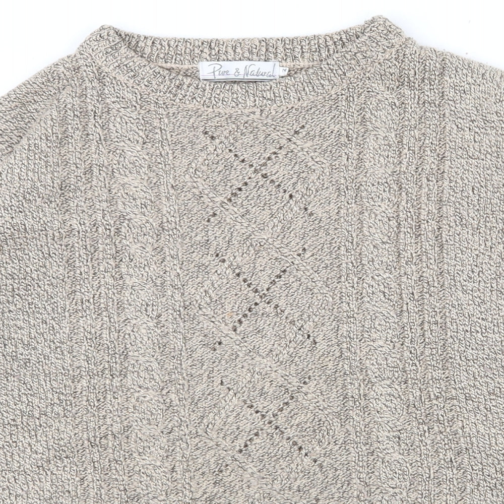 Pure and Natural Mens Beige Crew Neck  Acrylic Pullover Jumper Size M