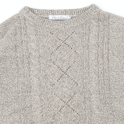 Pure and Natural Mens Beige Crew Neck  Acrylic Pullover Jumper Size M