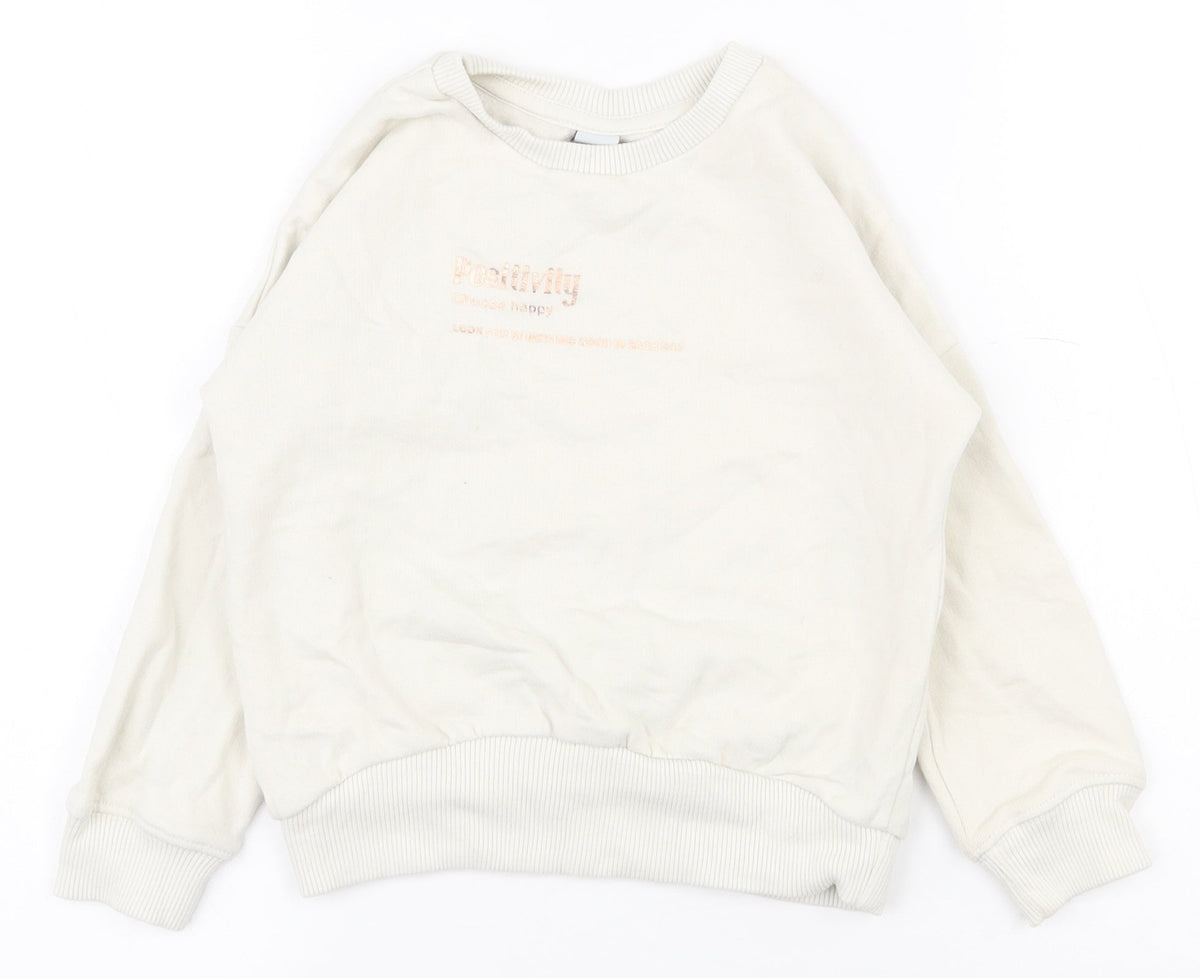 Additional front view of Tu girls’ white cotton pullover sweatshirt, size 5, years pullover