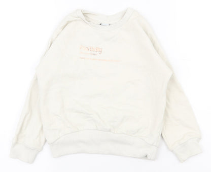 Additional front view of Tu girls’ white cotton pullover sweatshirt, size 5, years pullover