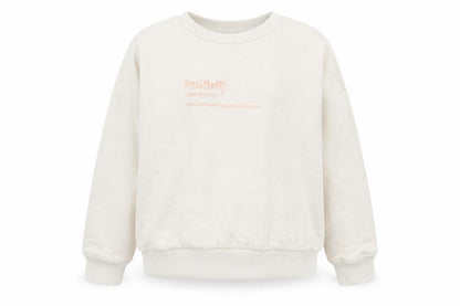Front view of Tu girls’ white cotton pullover sweatshirt, size 5, years pullover