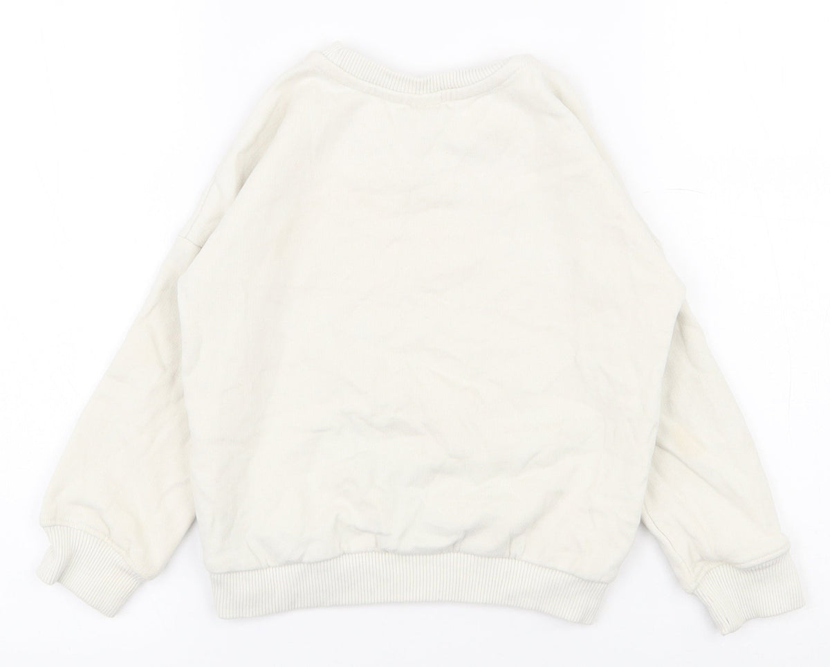 Back view of Tu girls’ white cotton pullover sweatshirt, size 5, years pullover