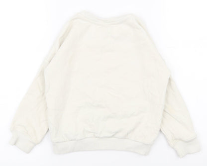 Back view of Tu girls’ white cotton pullover sweatshirt, size 5, years pullover