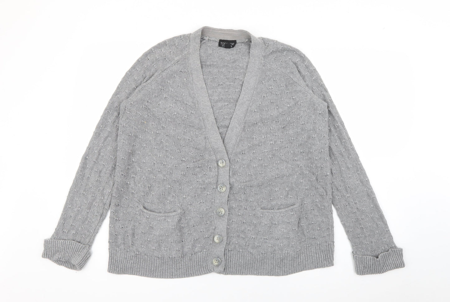 Womens UK Size 10 Topshop Grey Cardigan Jumper