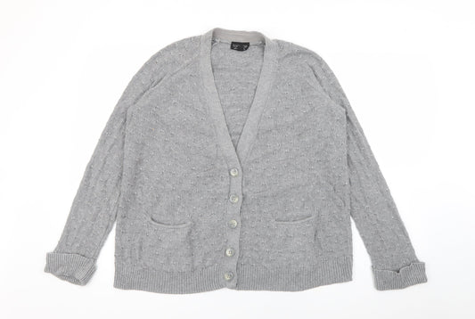 Womens UK Size 10 Topshop Grey Cardigan Jumper