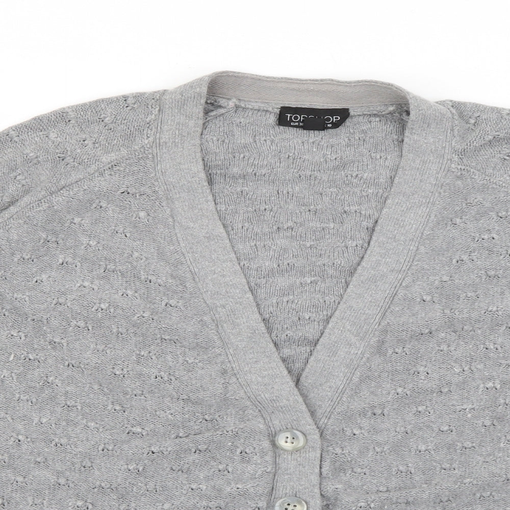 Womens UK Size 10 Topshop Grey Cardigan Jumper