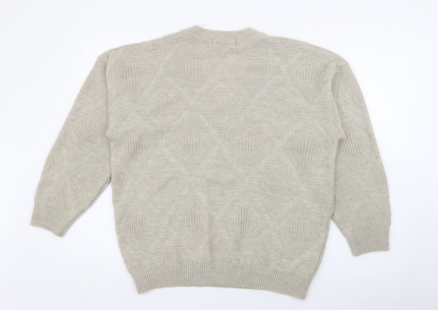 Marks and Spencer Mens Beige V-Neck  Acrylic Pullover Jumper Size M