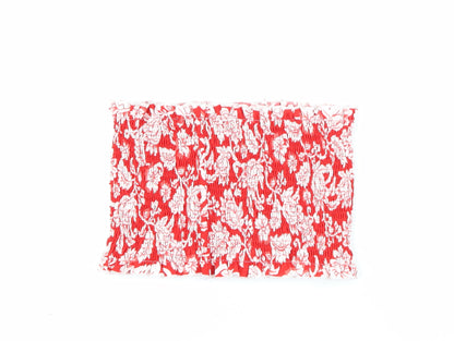 SheIn Womens Red Floral Polyester Basic Tank Size M Square Neck