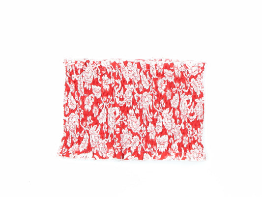 SheIn Womens Red Floral Polyester Basic Tank Size M Square Neck