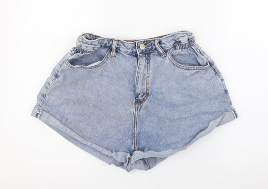 SheIn Womens Blue  Cotton Hot Pants Shorts Size M  Regular Button