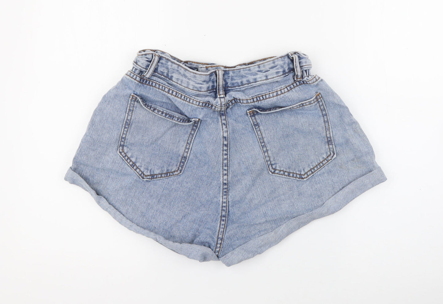 SheIn Womens Blue  Cotton Hot Pants Shorts Size M  Regular Button