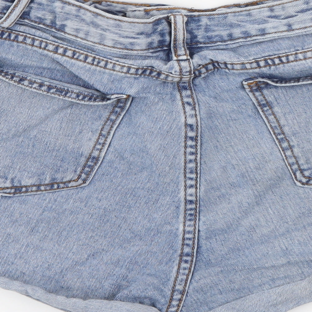 SheIn Womens Blue  Cotton Hot Pants Shorts Size M  Regular Button