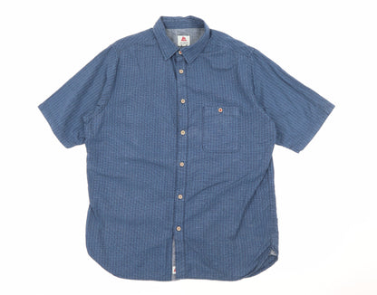 Mens UK Size M One Valley Blue  Button-Up Short Sleeve Casual Shirt