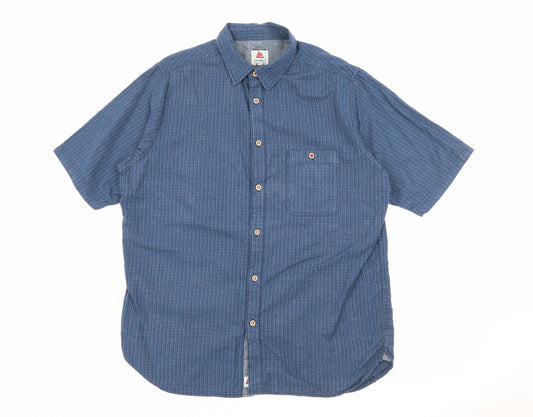 Mens UK Size M One Valley Blue  Button-Up Short Sleeve Casual Shirt