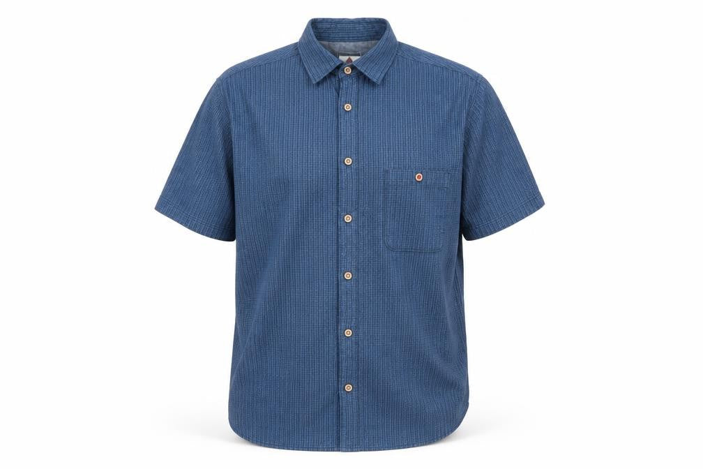 Mens UK Size M One Valley Blue  Button-Up Short Sleeve Casual Shirt