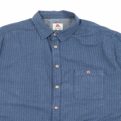 Mens UK Size M One Valley Blue  Button-Up Short Sleeve Casual Shirt