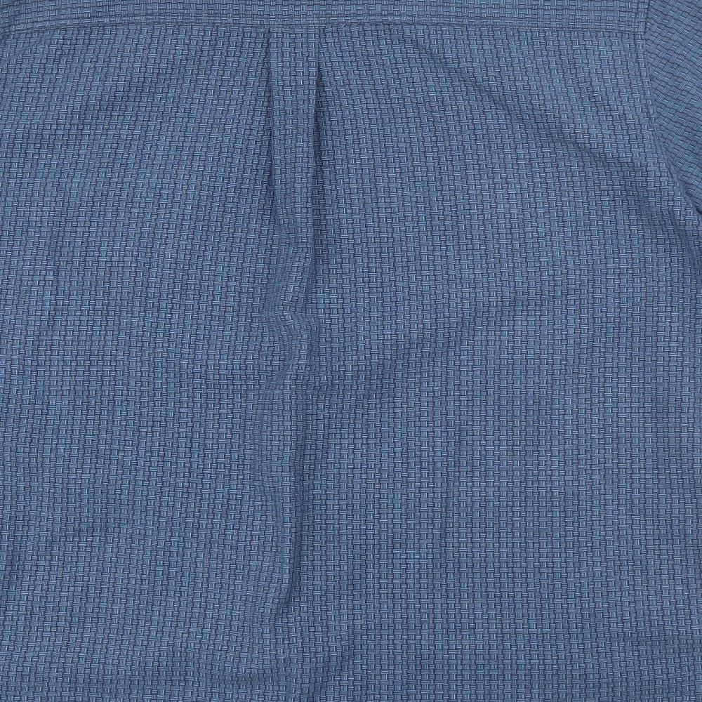 Mens UK Size M One Valley Blue  Button-Up Short Sleeve Casual Shirt