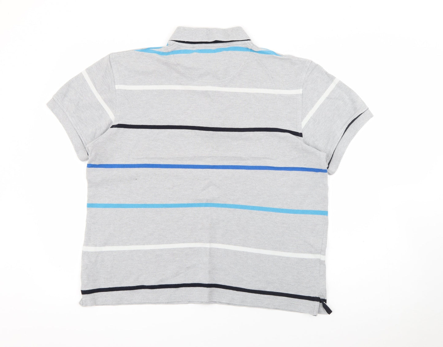 Stone Bay Mens Grey Striped Cotton  Polo Size M Collared Button