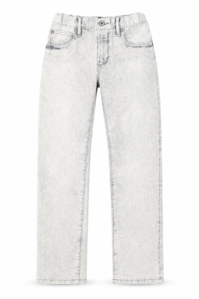 Front view of Gap girls’ grey batik cotton straight jeans, size 12, years regular button