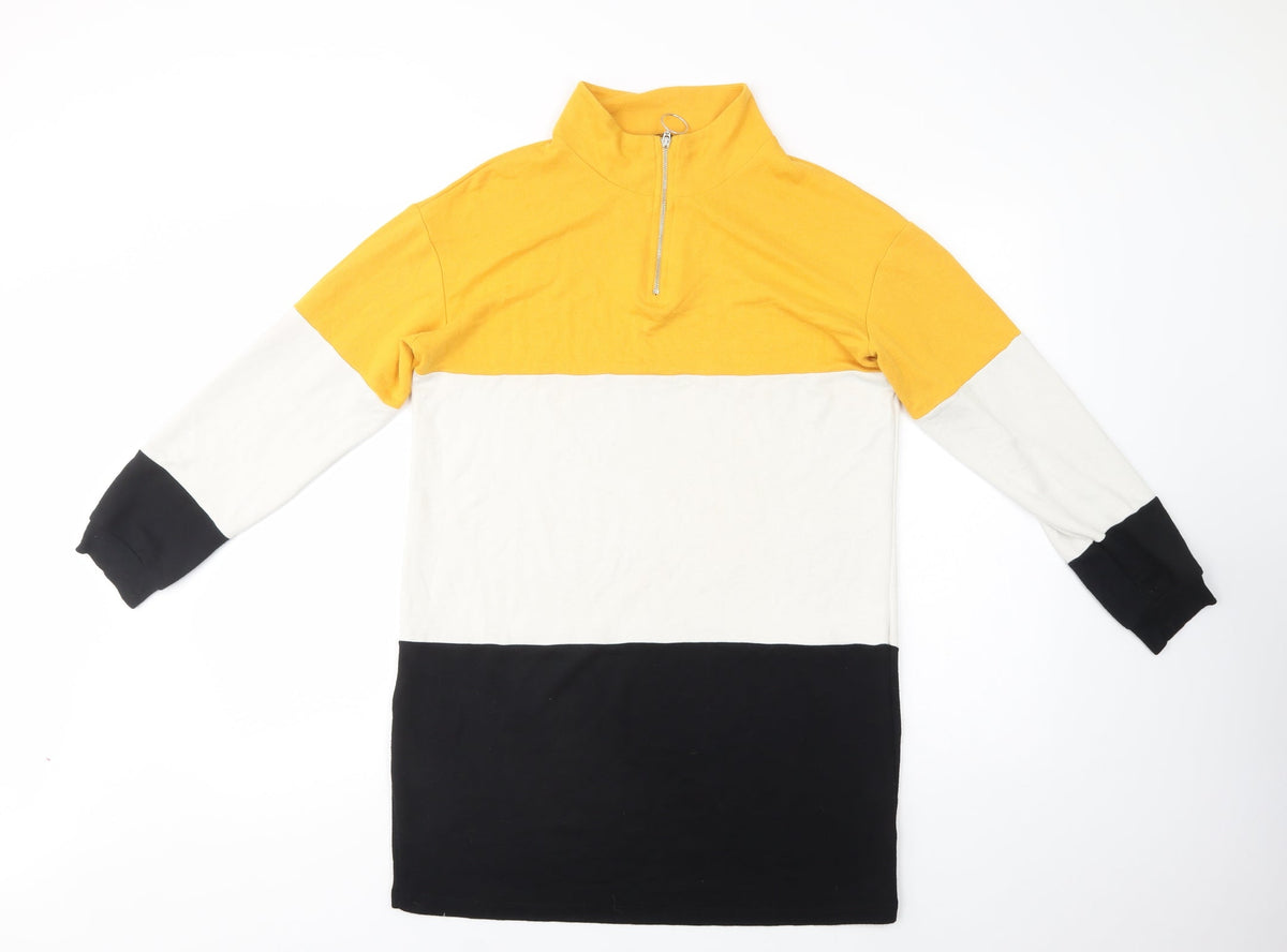 Additional front view of Select women’s multicoloured colourblock viscose tunic sweatshirt, size UK 12, zip