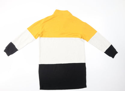 Back view of Select women’s multicoloured colourblock viscose tunic sweatshirt, size UK 12, zip
