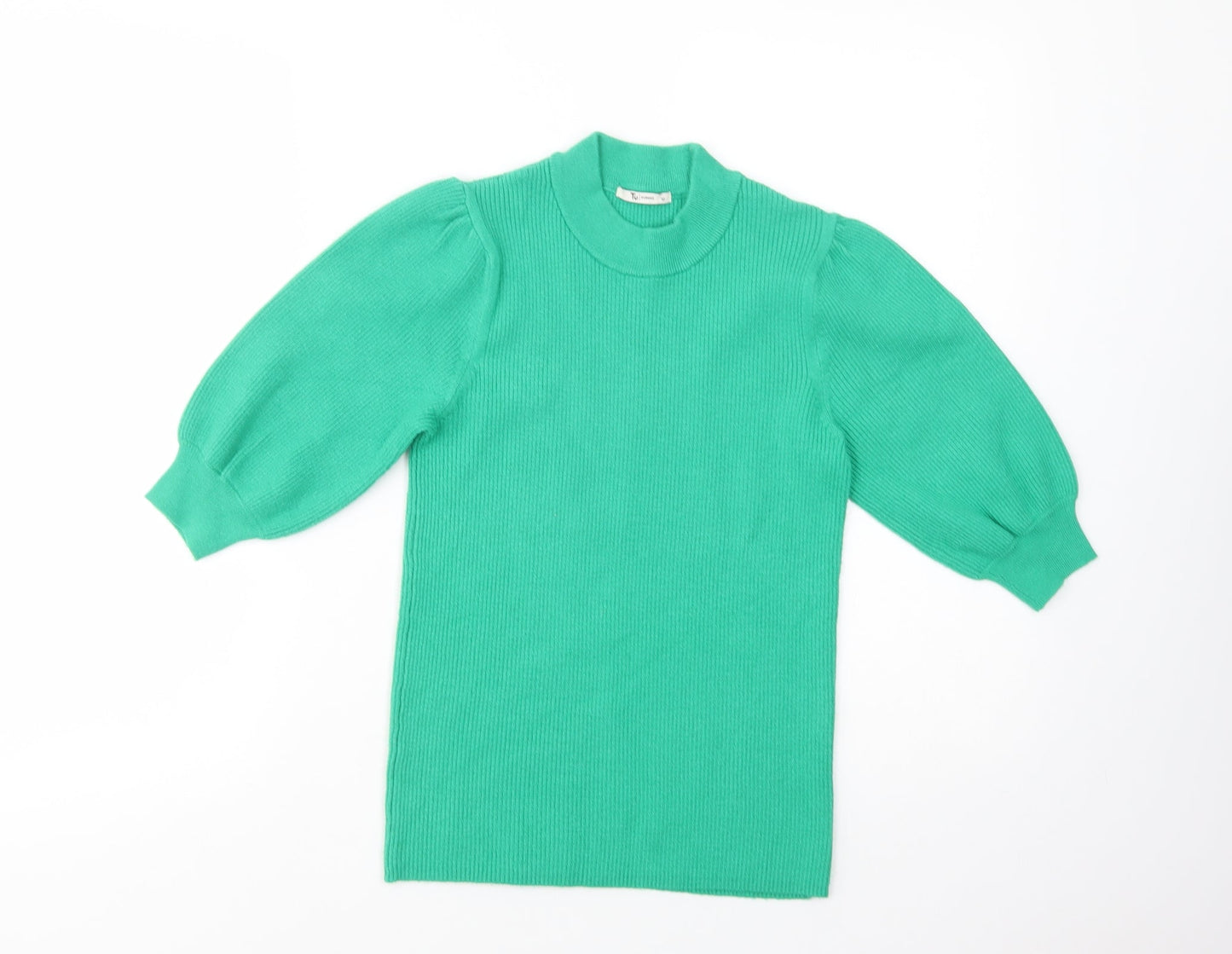 TU Womens Green Mock Neck  Viscose Pullover Jumper Size 10