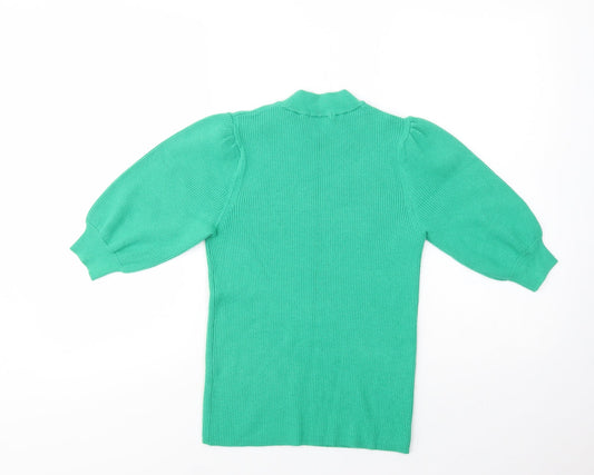 TU Womens Green Mock Neck  Viscose Pullover Jumper Size 10