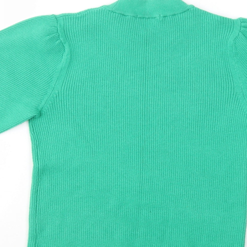 TU Womens Green Mock Neck  Viscose Pullover Jumper Size 10