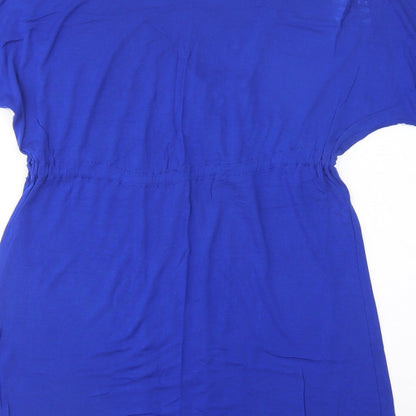 Dunnes Stores Womens Blue  Viscose T-Shirt Dress  Size S  V-Neck Drawstring