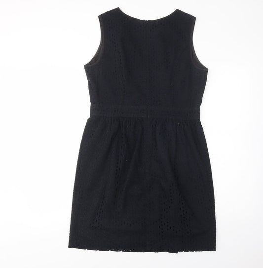 Amphora Womens Black  Cotton Fit & Flare  Size 14  Boat Neck Zip