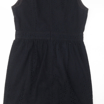 Amphora Womens Black  Cotton Fit & Flare  Size 14  Boat Neck Zip
