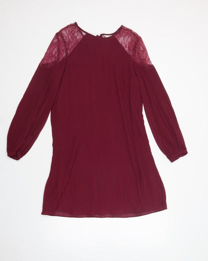 NEXT Womens Purple  Polyester Shift  Size 12  Boat Neck Tie - Lace Detail