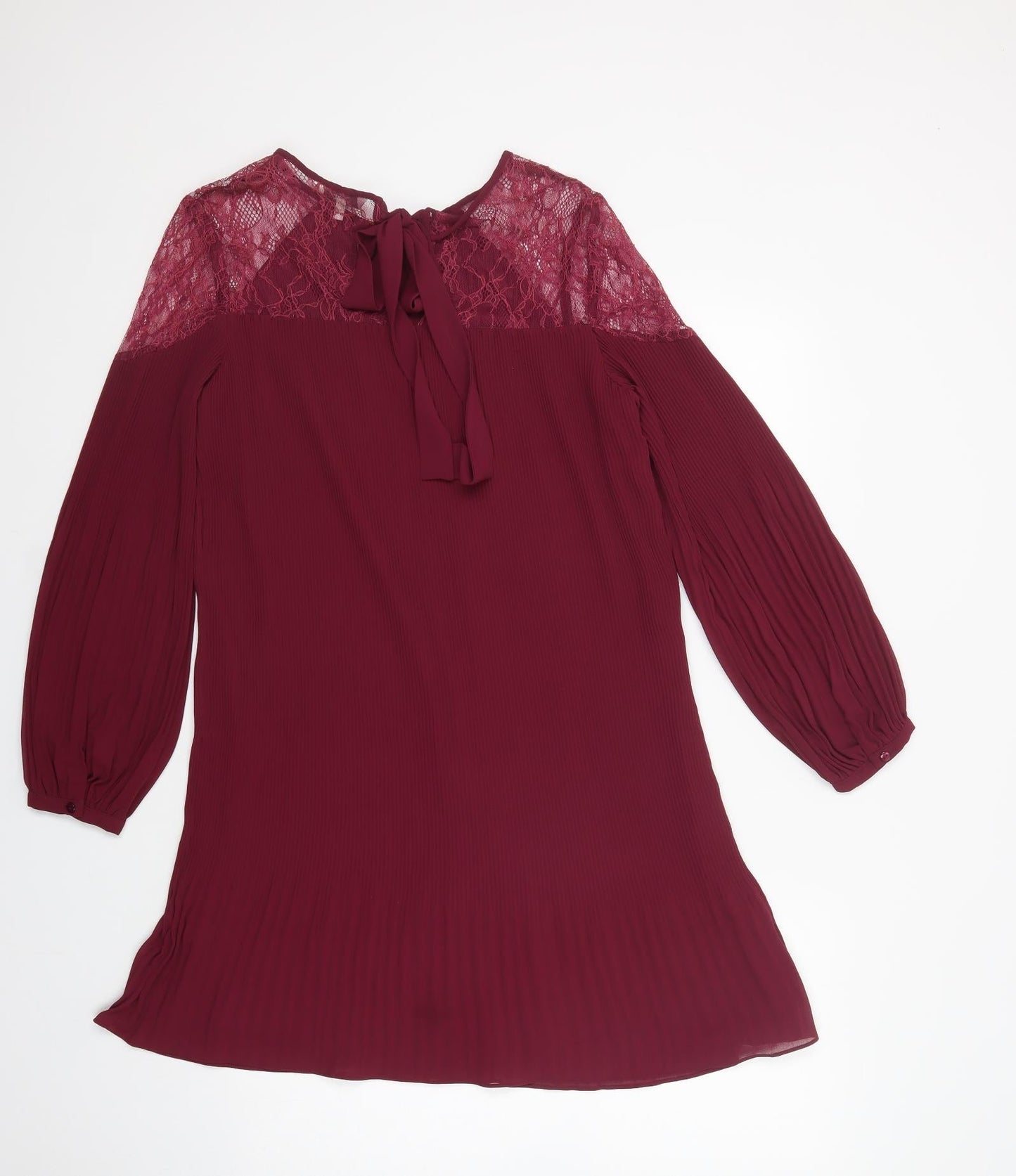 NEXT Womens Purple  Polyester Shift  Size 12  Boat Neck Tie - Lace Detail