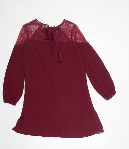 NEXT Womens Purple  Polyester Shift  Size 12  Boat Neck Tie - Lace Detail