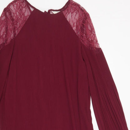 NEXT Womens Purple  Polyester Shift  Size 12  Boat Neck Tie - Lace Detail