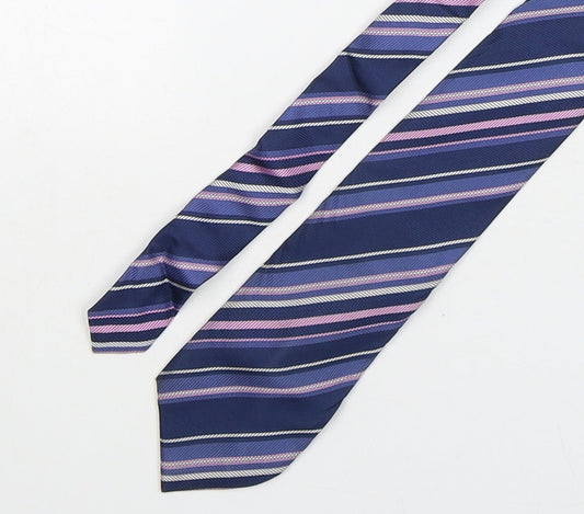 Marks and Spencer Mens Purple Striped Silk Pointed Tie One Size
