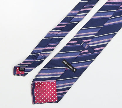 Marks and Spencer Mens Purple Striped Silk Pointed Tie One Size