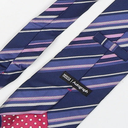 Marks and Spencer Mens Purple Striped Silk Pointed Tie One Size
