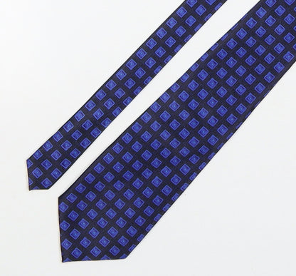Rael Brook Mens Blue Geometric Polyester Pointed Tie One Size
