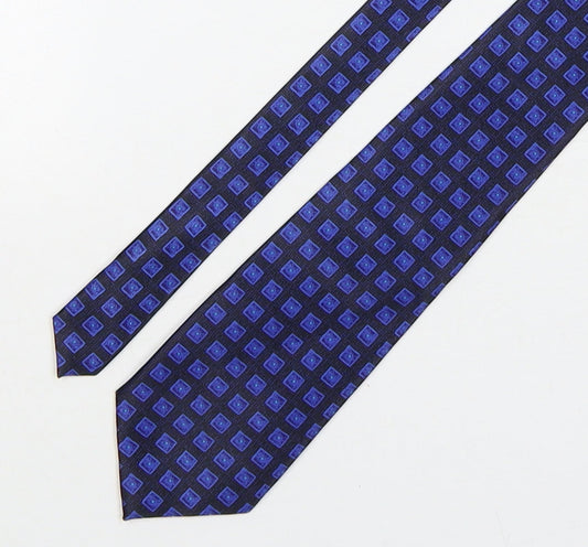 Rael Brook Mens Blue Geometric Polyester Pointed Tie One Size